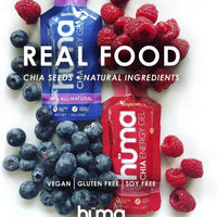 Huma Chia Energy Gel, Blueberries, 12 Gels - Premier Sports Nutrition for Endurance Exercise