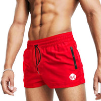 Men'S Gym Workout Shorts, 3" Bodybuilding Running Shorts, 3 Inch Athletic Gym Shorts with Zipper Pockets Red