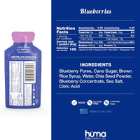 Huma Chia Energy Gel, Blueberries, 12 Gels - Premier Sports Nutrition for Endurance Exercise
